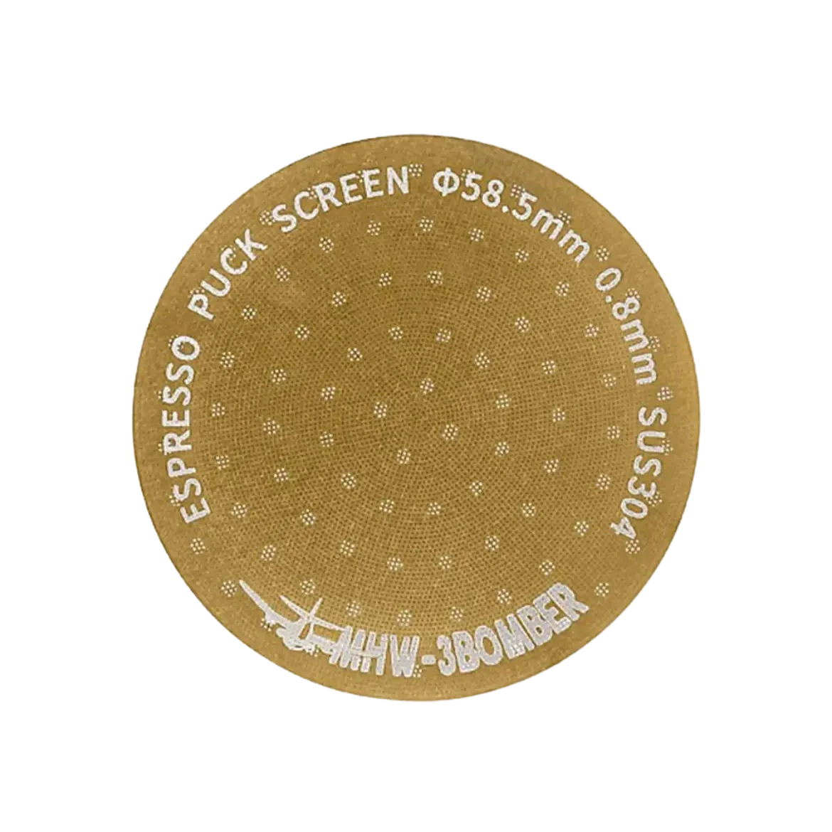 MHW-3BOMBER Espresso Puck Screen 58,5 mm Gold-Titan Frontansicht