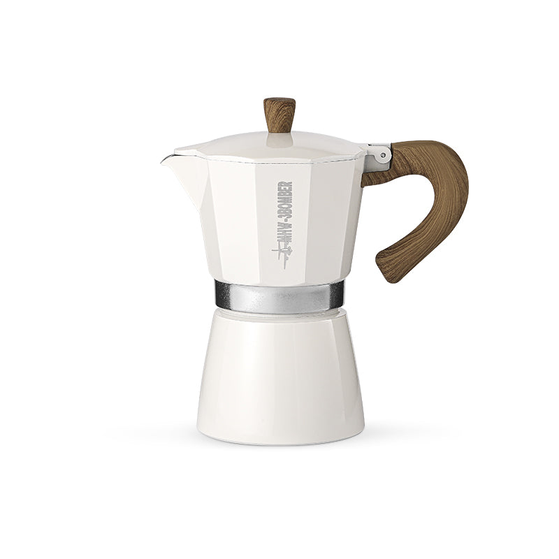 MHW-3BOMBER Moka Pot Espressokocher 300 ml weiß Frontansicht